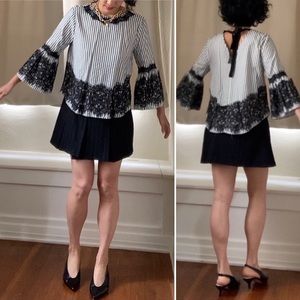 Zara pinstripe and lace blouse